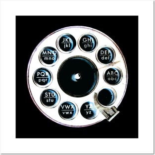 Retro Rotary Phone White on Black Posters and Art